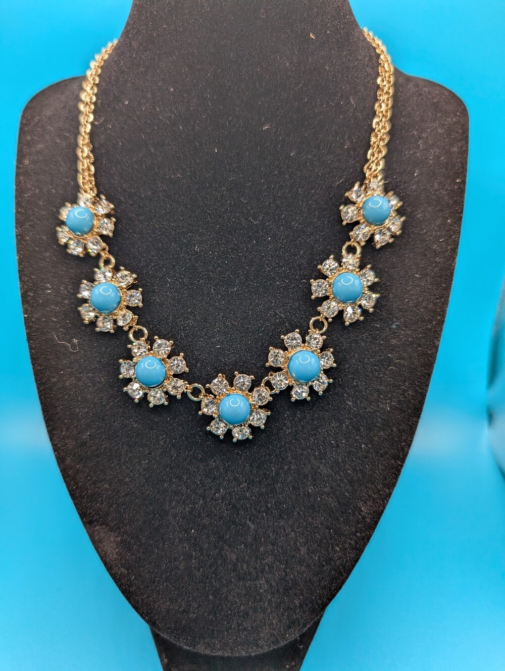 Vera Bradley Gold-Tone Turquoise Flower Stone Statement Necklace